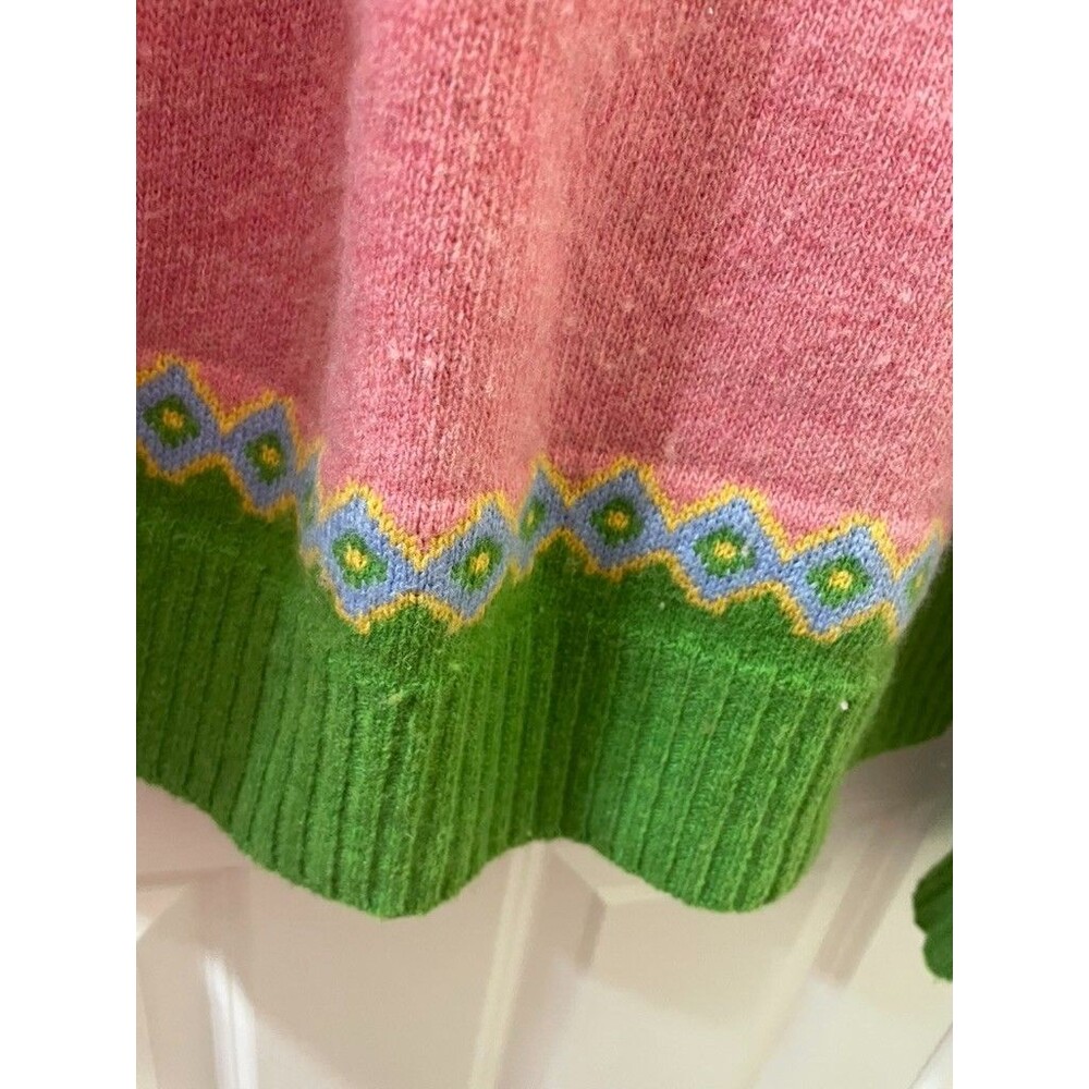 Kiel James Patrick Pink Fair Isle Crew Neck Wool Sweater Womans Size XXL - Picture 6 of 10